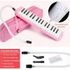 imageCAHAYA Melodica 37 Keys with Carrying Bag and 2 with Mouthpieces Air Piano Keyboard Musical Instrument for Kids and Adults BlackModel CY0049132 KeysPink