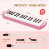 imageCAHAYA Melodica 37 Keys with Carrying Bag and 2 with Mouthpieces Air Piano Keyboard Musical Instrument for Kids and Adults BlackModel CY0049132 KeysPink