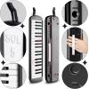 imageCAHAYA Melodica 37 Keys with Carrying Bag and 2 with Mouthpieces Air Piano Keyboard Musical Instrument for Kids and Adults BlackModel CY0049137 KeysBlack