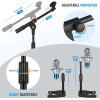 imageCAHAYA Mic Stand Desk Adjustable  Boom Arm Desktop Microphone Stand Metal Weighted Base Aframe Table Mic Mount with 2 Mic Clips 38quot to 58quot Screw Adapter Mic Mount for Singing Stage Performance