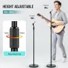 imageCAHAYA Mic Stand Floor Detachable  Microphone Stand Heavy Duty with Weighted Round Base Phone Holder and 2 Mic Clips Portable Mic Stands Height Adjustable 50quot to 64quot for Singing Performance StageConnectortype