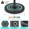 imageCAHAYA Mic Stand Floor Detachable  Microphone Stand Heavy Duty with Weighted Round Base Phone Holder and 2 Mic Clips Portable Mic Stands Height Adjustable 50quot to 64quot for Singing Performance StagePresstype