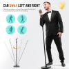 imageCAHAYA Mic Stand Floor Detachable  Microphone Stand Heavy Duty with Weighted Round Base Phone Holder and 2 Mic Clips Portable Mic Stands Height Adjustable 50quot to 64quot for Singing Performance StageConnectortype