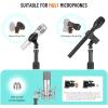 imageCAHAYA Mic Stand Floor Detachable  Microphone Stand Heavy Duty with Weighted Round Base Phone Holder and 2 Mic Clips Portable Mic Stands Height Adjustable 50quot to 64quot for Singing Performance StageConnectortype