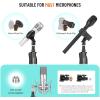 imageCAHAYA Mic Stand Floor Detachable  Microphone Stand Heavy Duty with Weighted Round Base Phone Holder and 2 Mic Clips Portable Mic Stands Height Adjustable 50quot to 64quot for Singing Performance StagePresstype