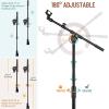 imageCAHAYA Mic Stand Tripod Boom Arm Floor Microphone Stand Height Adjustable with Carrying Bag and 2 Mic Clips 38quot to 58quot Adapter for Singing Performance PodcastBlack