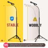 imageCAHAYA Mic Stand Tripod Boom Arm Floor Microphone Stand Height Adjustable with Carrying Bag and 2 Mic Clips 38quot to 58quot Adapter for Singing Performance PodcastBlack
