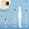 imageCAHAYA Mic Stand Tripod Boom Arm Floor Microphone Stand Height Adjustable with Carrying Bag and 2 Mic Clips 38quot to 58quot Adapter for Singing Performance PodcastWhite