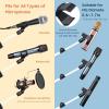 imageCAHAYA Mic Stand Tripod Boom Arm Floor Microphone Stand Height Adjustable with Carrying Bag and 2 Mic Clips 38quot to 58quot Adapter for Singing Performance PodcastWhite