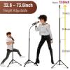 imageCAHAYA Mic Stand Tripod Boom Arm Floor Microphone Stand Height Adjustable with Carrying Bag and 2 Mic Clips 38quot to 58quot Adapter for Singing Performance PodcastBlack