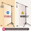 imageCAHAYA Mic Stand Tripod Boom Arm Floor Microphone Stand Height Adjustable with Carrying Bag and 2 Mic Clips 38quot to 58quot Adapter for Singing Performance PodcastBlack