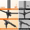 imageCAHAYA Mic Stand Tripod Boom Arm Floor Microphone Stand Height Adjustable with Carrying Bag and 2 Mic Clips 38quot to 58quot Adapter for Singing Performance PodcastBlack