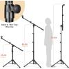imageCAHAYA Mic Stand Tripod Boom Arm Floor Microphone Stand Height Adjustable with Carrying Bag and 2 Mic Clips 38quot to 58quot Adapter for Singing Performance PodcastBlack