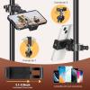 imageCAHAYA Mic Stand Tripod Boom Arm Floor Microphone Stand Height Adjustable with Carrying Bag and 2 Mic Clips 38quot to 58quot Adapter for Singing Performance PodcastBlack