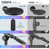 imageCAHAYA Microphone Stand Desk Adjustable Boom Arm Mic Stand Desktop with 2 Mic Clips Reinforced Metal Base Table Mic Mount with 38quot to 58quot Screw Adapter for Singing Performance Wedding Stage Black