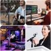 imageCAHAYA Microphone Stand Desk Adjustable Boom Arm Mic Stand Desktop with 2 Mic Clips Reinforced Metal Base Table Mic Mount with 38quot to 58quot Screw Adapter for Singing Performance Wedding Stage Black