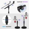 imageCAHAYA Microphone Stand Desk Adjustable Boom Arm Mic Stand Desktop with 2 Mic Clips Reinforced Metal Base Table Mic Mount with 38quot to 58quot Screw Adapter for Singing Performance Wedding Stage Black