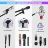 imageCAHAYA Microphone Stand Desk Adjustable Boom Arm Mic Stand Desktop with 2 Mic Clips Reinforced Metal Base Table Mic Mount with 38quot to 58quot Screw Adapter for Singing Performance Wedding Stage Black