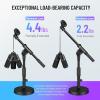 imageCAHAYA Microphone Stand Desk Adjustable Boom Arm Mic Stand Desktop with 2 Mic Clips Reinforced Metal Base Table Mic Mount with 38quot to 58quot Screw Adapter for Singing Performance Wedding Stage Black