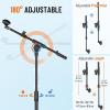 imageCAHAYA Microphone Stand HeavyDuty Super Resistent Tripod Boom Universal Mic Stand with 2 Mic Clips for Most Mics Height Adjustable Mic Stand for Singing Wedding Performance CY03303790in