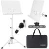 imageCAHAYA Music Stand for Sheet Music  Dualuse Converts to Desktop Stand Portableampamp Foldable 31457in Height Adjustable Sturdy Tray Holds Thick Books or Tablets 5 in 1 Package with Carrying Bag Sheet Music FolderWhite