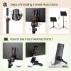 imageCAHAYA Music Stand for Sheet Music  Dualuse Converts to Desktop Stand Portableampamp Foldable 31457in Height Adjustable Sturdy Tray Holds Thick Books or Tablets 5 in 1 Package with Carrying Bag Sheet Music FolderBlack