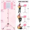imageCAHAYA Music Stand for Sheet Music  Dualuse Converts to Desktop Stand Portableampamp Foldable 31457in Height Adjustable Sturdy Tray Holds Thick Books or Tablets 5 in 1 Package with Carrying Bag Sheet Music FolderPink