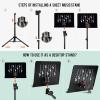 imageCAHAYA Music Stand for Sheet Music Dualuse Sheet Music Stand Floor Music Book Stand Portable Height Adjustable from 31457in with Tabletop Support Carrying Bag and Clip Unique Quaver DesignQuaver Design
