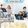 imageCAHAYA Portable Sheet Music Stand Dual Use Desktop Book Holder Folding Lightweight Extra Stable Reinforced with Carrying Bag and Clip for Students Musicians Height Adjustable up to 543quot CMS0204Blue