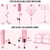 imageCAHAYA Portable Sheet Music Stand Dual Use Desktop Book Holder Folding Lightweight Extra Stable Reinforced with Carrying Bag and Clip for Students Musicians Height Adjustable up to 543quot CMS0204Pink