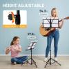 imageCAHAYA Portable Sheet Music Stand Dual Use Desktop Book Holder Folding Lightweight Extra Stable Reinforced with Carrying Bag and Clip for Students Musicians Height Adjustable up to 543quot CMS0204Black