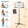 imageCAHAYA Portable Sheet Music Stand Dual Use Desktop Book Holder Folding Lightweight Extra Stable Reinforced with Carrying Bag and Clip for Students Musicians Height Adjustable up to 543quot CMS0204Black