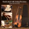 imageCAHAYA Solid Wood Violin Kit  44 Full Size Full Beginner Violin with Hard Case and Wooden Shoulder Rest for Student Adults Kids