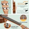 imageCAHAYA Soprano Ukulele for Beginner 21 Inch Ukulele Kit Starter with Carrying Bag Shoulder Strap Fretboard Stickers for Both Adults and Kids in Mahogany CY0335Dark Brown