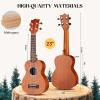 imageCAHAYA Soprano Ukulele for Beginner 21 Inch Ukulele Kit Starter with Carrying Bag Shoulder Strap Fretboard Stickers for Both Adults and Kids in Mahogany CY0335Brown