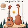 imageCAHAYA Soprano Ukulele for Beginner 21 Inch Ukulele Kit Starter with Carrying Bag Shoulder Strap Fretboard Stickers for Both Adults and Kids in Mahogany CY0335Brown