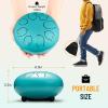 imageCAHAYA Steel Tongue Drum Set 6 Inch 8 Notes Steel Hand Drum with Music Book Drum Mallets Finger Paddles and Carry Bag for Kids Gift Musical Education Meditation Yoga CY0359Lake blue