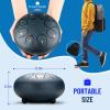 imageCAHAYA Steel Tongue Drum Set 6 Inch 8 Notes Steel Hand Drum with Music Book Drum Mallets Finger Paddles and Carry Bag for Kids Gift Musical Education Meditation Yoga CY0359Navy blue