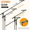 imageCAHAYA Tripod Microphone Stand Boom Arm OneButton Release Floor Mic Stand Portable with Carrying Bag and 2 Mic Clips for Singing Performance Wedding Stage Meeting Live CY0362