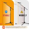 imageCAHAYA Tripod Microphone Stand Boom Arm OneButton Release Floor Mic Stand Portable with Carrying Bag and 2 Mic Clips for Singing Performance Wedding Stage Meeting Live CY0362