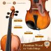 imageCAHAYA Violin 44 Full Size  Full Wooden Violin Set for Beginners Kids Adults Students Violin Kit with Hard Travel Case Shoulder Rest Extra Strings TunerLacquer