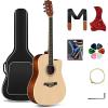 imageCAHAYA Acoustic Guitar Beginner Kit  41in Adult All Wood Starter Set Includes with Thickened Gig Bag Capo Pickguard Strings Picks Strap for Kids Teenager Students Natural