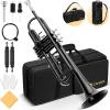 imageCAHAYA Bb Trumpet Instrument Trompeta Student Trumpet with Hard Case 7C Mouthpiece Gloves Standard Trumpets for Beginners or Advanced Students BlackBlack