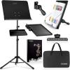 imageCAHAYA Dual Use Sheet Music Stand with Clampon Tray ampamp Desktop Book Stand with Carrying Bag Sheet Music Folder Music Stand with Shelf and Clip for Guitar Ukulele Violin Players CY0194CY0320