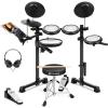 imageCAHAYA Electric Drum Set Beginner  Drum Kit for Adults Kids Portable 350 Sounds 25 Kits with 4 Quiet Mesh Pads Headphones 2 Pedals 2 Drumsticks Drum Throne