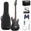 imageCAHAYA Electric Guitar Set for Beginner 39in Solid Body Electric Guitars with HSS Pickups Stratocaster Beginner Guitar Kit with Amplifier Gig Bag Strings Strap Picks CJS200 Black