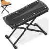 imageCAHAYA Guitar Foot Rest Stool  6 Position Height Adjustable Footstool with NonSlip Rubber Pad for Classical Acoustic Electric Bass Guitar Player BlackTriangle Pattern