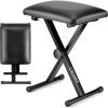 imageCAHAYA Keyboard Bench XStyle 35in Thick Padded Cushion Piano Bench Adjustable Height Keyboard Stool Chair Seat for Electronic Digital Keyboards Pianos CY0296Black