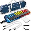 imageCAHAYA Melodica 37 Keys with Carrying Bag and 2 with Mouthpieces Air Piano Keyboard Musical Instrument for Kids and Adults BlackModel CY0049132 KeysVibrant