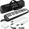 imageCAHAYA Melodica 37 Keys with Carrying Bag and 2 with Mouthpieces Air Piano Keyboard Musical Instrument for Kids and Adults BlackModel CY0049137 KeysBlack
